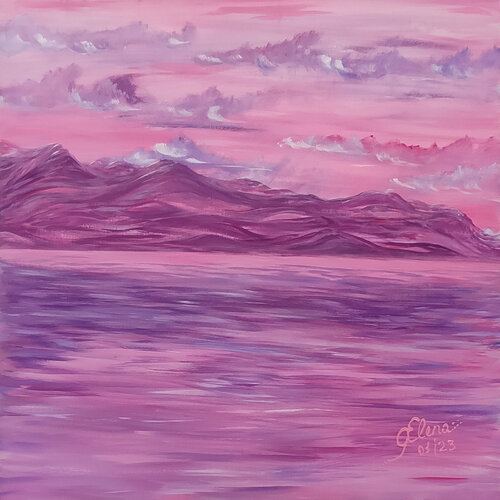 Before sunrise at Dead sea von Elena Ginsburg, Malerei kaufen auf Singulart