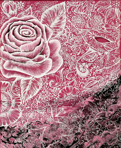 Masquerade Pink van Elena Ginsburg, Schilderij te koop op Singulart