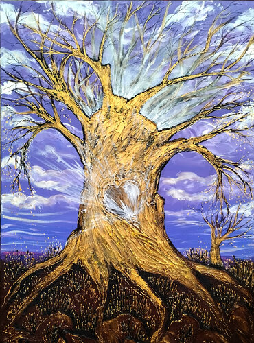 Tree of life - Shining van Elena Ginsburg, Schilderij te koop op Singulart