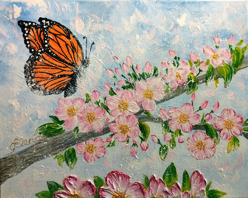 Spring petals blizzard di Elena Ginsburg, Pittura in vendita su Singulart