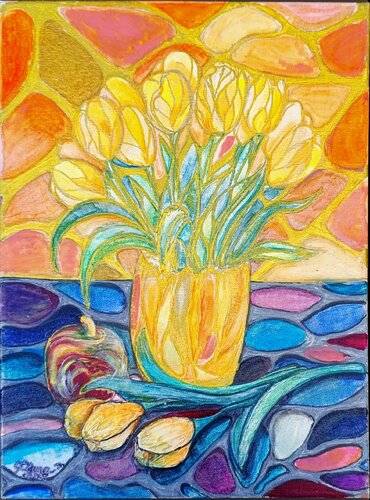 Yellow Tulips di Elena Ginsburg, Pittura in vendita su Singulart