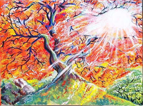 Gold Autumn under White Sun von Elena Ginsburg, Malerei kaufen auf Singulart