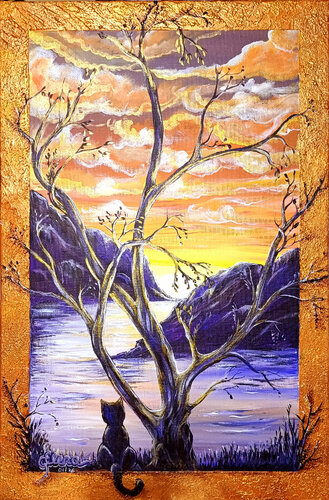 The November view of a Montenegrin bay di Elena Ginsburg, Pittura in vendita su Singulart