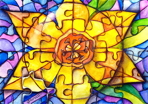 The Last Puzzle Piece — a Miracle of Transformation by Elena Ginsburg, 회화 for Sale on Singulart