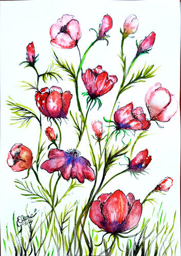 Spring Poppies de Elena Ginsburg, Pintura a la venta en Singulart