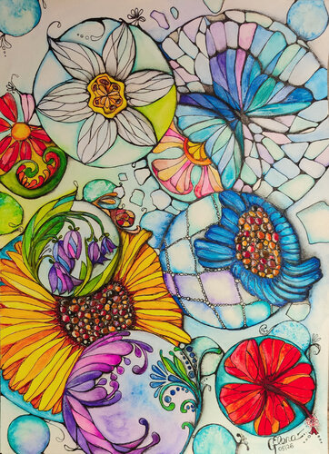 Scattered jewels of the floral universe by Elena Ginsburg, Painting for Sale on Singulart