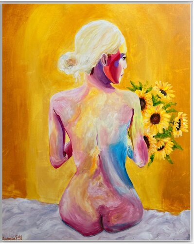 Lady with the sunflowers by Maximilian Füßl, Painting for Sale on Singulart