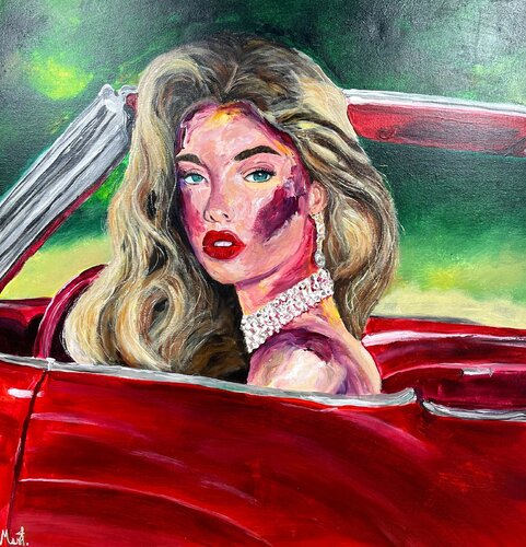 „La beauté au cabriolet rouge“. di Maximilian Füßl, Pittura in vendita su Singulart