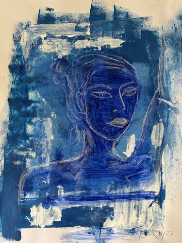Mirror - Blue Mood di Rivka, Pittura in vendita su Singulart