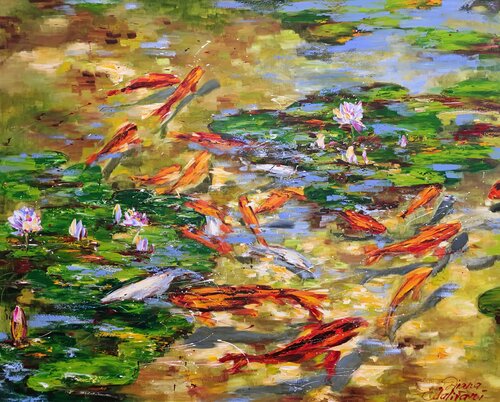 L'étang sous le soleil d'été van Diana Malivani, Schilderij te koop op Singulart