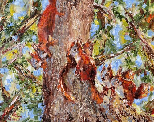 Baby Squirrels by Diana Malivani, Painting for Sale on Singulart