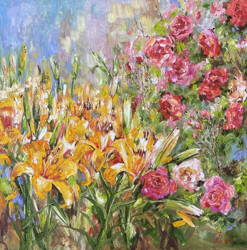 Yellow Lilies by Diana Malivani, 회화 for Sale on Singulart