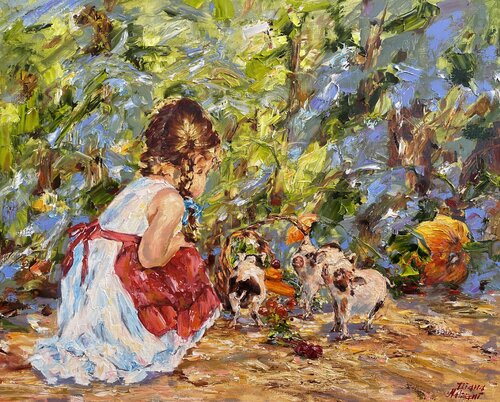 Trois petits cochons di Diana Malivani, Pittura in vendita su Singulart