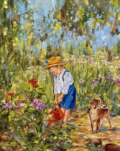 Le petit jardinier di Diana Malivani, Pittura in vendita su Singulart