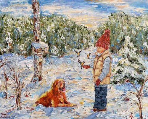 Les mésanges par Diana Malivani, Peinture en vente sur Singulart