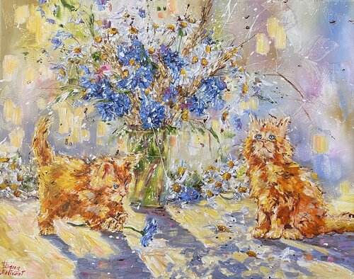 Les petits chats van Diana Malivani, Schilderij te koop op Singulart