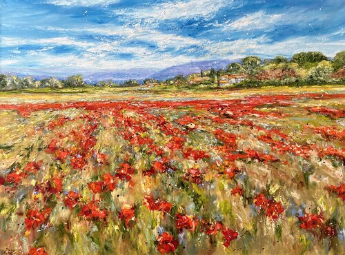 La symphonie des champs de pavots van Diana Malivani, Schilderij te koop op Singulart