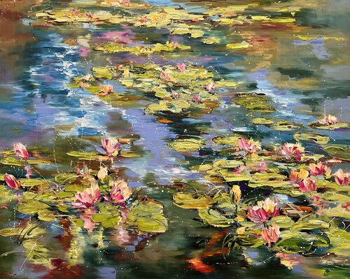 Blooming Water Lilies by Diana Malivani, 회화 for Sale on Singulart