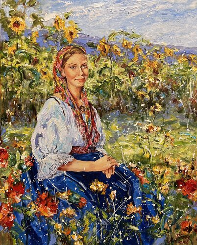 Au milieu des fleurs van Diana Malivani, Schilderij te koop op Singulart