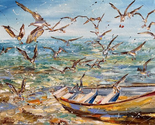 Seagulls par Diana Malivani, Peinture en vente sur Singulart