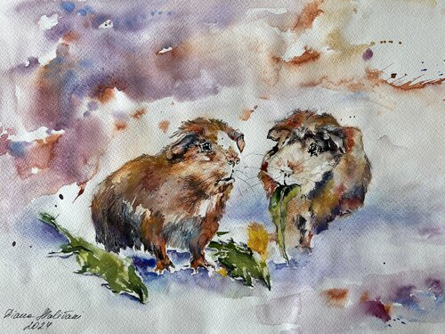 Guinea Pigs van Diana Malivani, Tekening te koop op Singulart