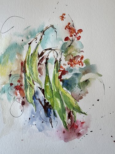 Les haricots verts by Diana Malivani, Drawing for Sale on Singulart