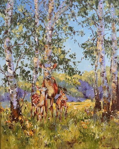 In the Middle of Birch Trees de Diana Malivani, Pintura a la venta en Singulart