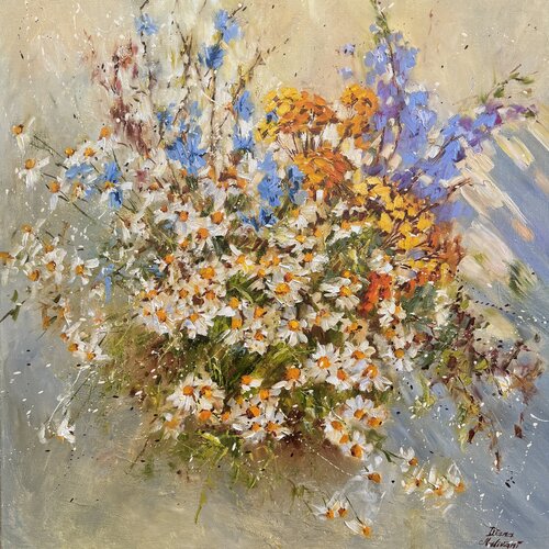 Bouquet de fleurs sous le soleil van Diana Malivani, Schilderij te koop op Singulart