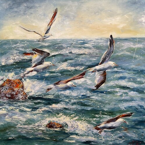Gulls di Diana Malivani, Pittura in vendita su Singulart