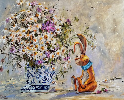 Jean-Paul and the chamomiles van Diana Malivani, Schilderij te koop op Singulart