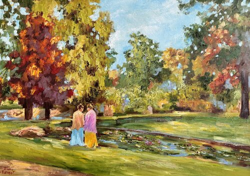 Sul bordo dello stagno von Diana Malivani, Malerei kaufen auf Singulart