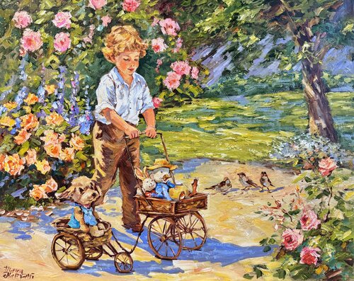 Une promenade dans le jardin von Diana Malivani, Malerei kaufen auf Singulart