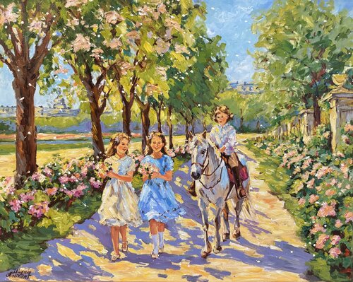 Les marronniers en fleur by Diana Malivani, 회화 for Sale on Singulart