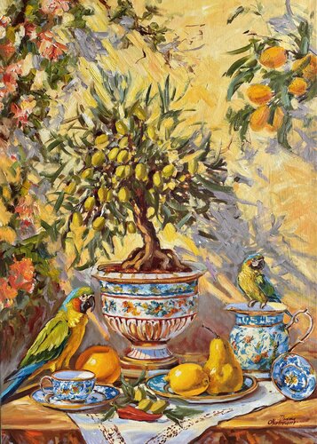 Still Life with an Olive Tree di Diana Malivani, Pittura in vendita su Singulart