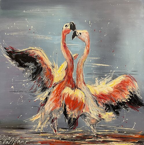 Dance of Pink Flamingoes von Diana Malivani, Malerei kaufen auf Singulart