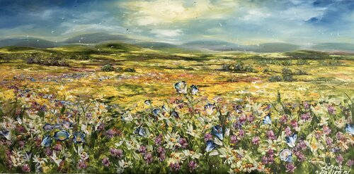 In the Campanulas di Diana Malivani, Pittura in vendita su Singulart