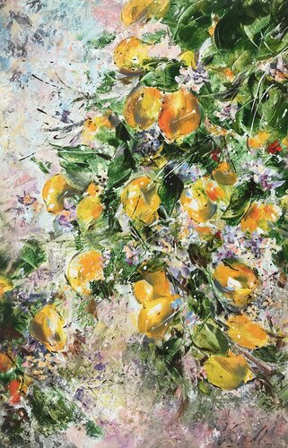 Bloomy Lemon Tree van Diana Malivani, Schilderij te koop op Singulart