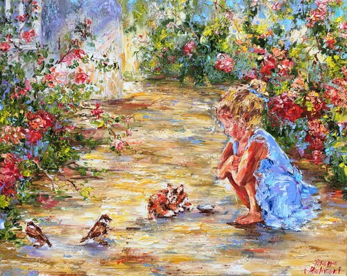 Dans la cour di Diana Malivani, Pittura in vendita su Singulart