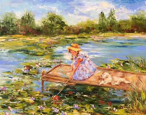 Nénuphars en fleur di Diana Malivani, Pittura in vendita su Singulart