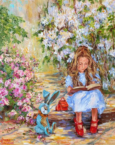 Dans le jardin avec Martin van Diana Malivani, Schilderij te koop op Singulart