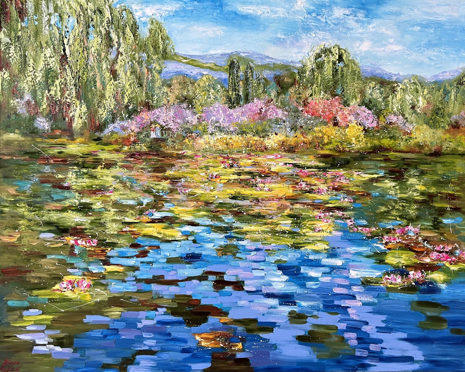 Les étangs de Claude Monet - Diana Malivani - Huile sur Toile, image size:1500x1200