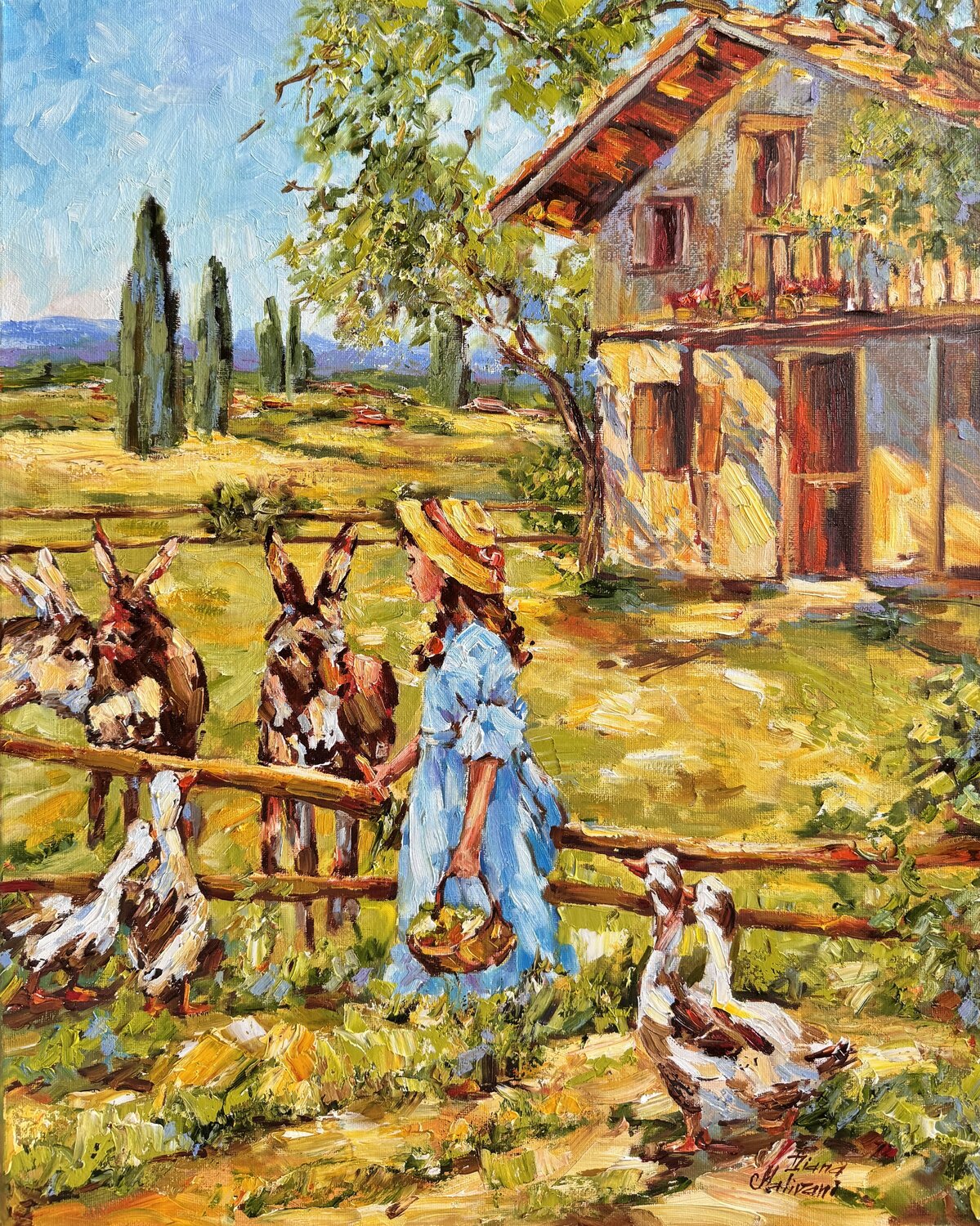 Donkeys Diana Malivani Originalgemälde zu verkaufen