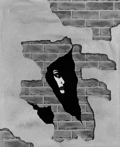 La Curiosité Du Mur by Inge Corremans, Painting for Sale on Singulart