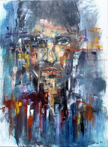 Male Portrait (Strength and Honor) par Konrad Biro, Peinture en vente sur Singulart