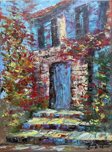 Blue Door par Konrad Biro, Peinture en vente sur Singulart
