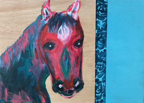 Collage painting  Horsehead de Ingrid Bogaert, Pintura a la venta en Singulart