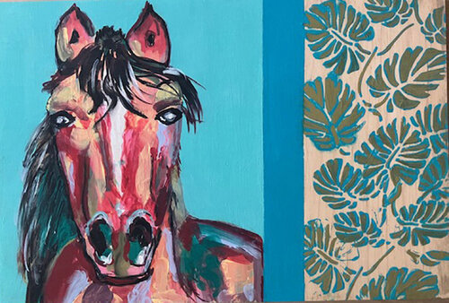 Collage painting  Horsehead von Ingrid Bogaert, Malerei kaufen auf Singulart