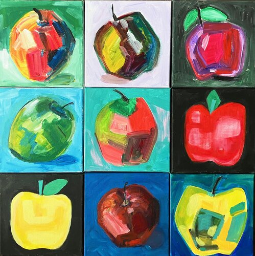 Apples: a digital edition of my  little paintings on acryl glass von Ingrid Bogaert, Digital kaufen auf Singulart