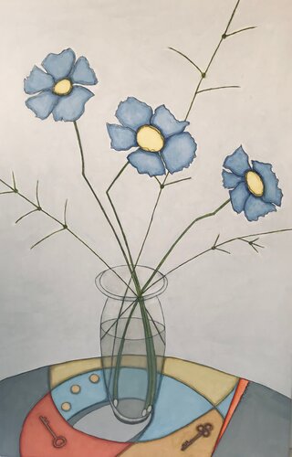 The Apostles: #1 Composition in Grays & Blue van Helena Poto, Schilderij te koop op Singulart
