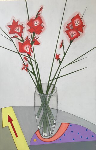 The Apostles: #11 Composition in Grays and Red by Helena Poto, Painting for Sale on Singulart